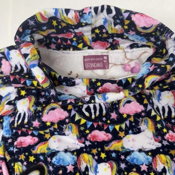 Children's Girls Unicorn Handmade Poncho Turtleneck Sweater - Picture 9 of 10